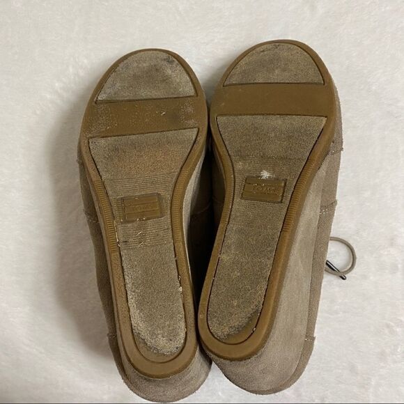 Toms Tan Lace Up Chukka Ankle Wedge Boots Booties 9 Women - Picture 8 of 8